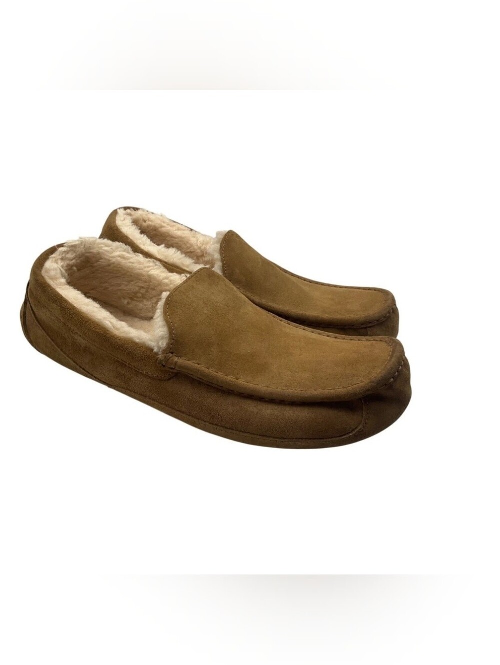 UGG Mens Size 15 Ascot Slippers Loafers Chestnut Suede Sheepskin Lined